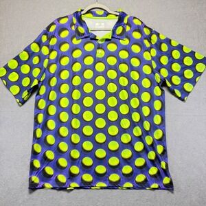 Obnoxious Golf Mens 2XL Neon Purple Yellow 3D Sphere Optical Illusion Polo Shirt
